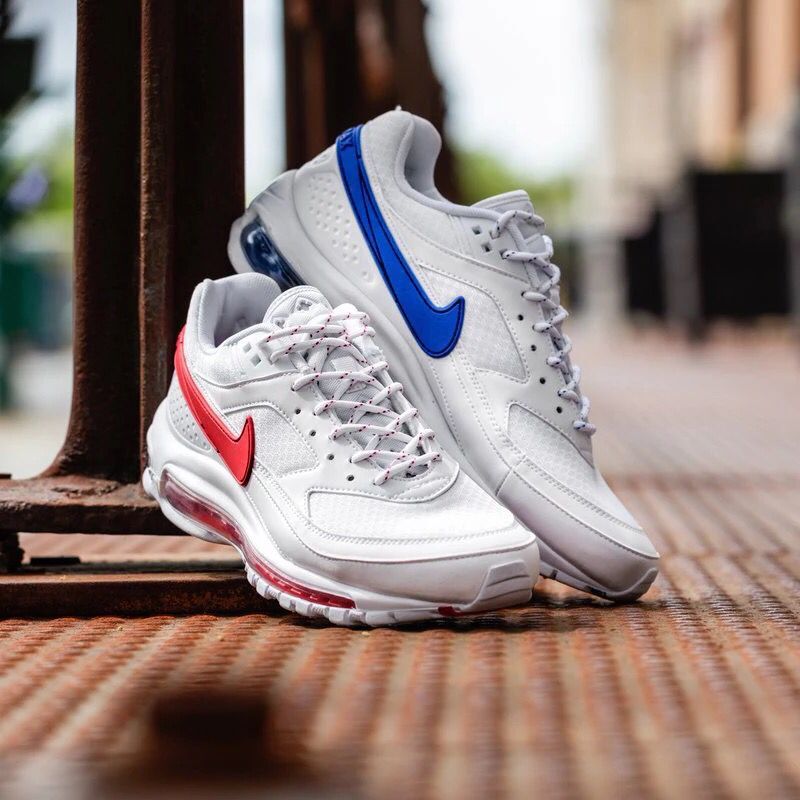 Skepta x Nike Air Max 97 BW White Blue Red Shoes - Click Image to Close
